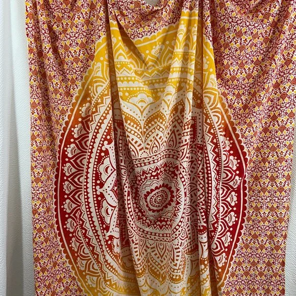 Orange Mandala Tapestry Boho wall hanging